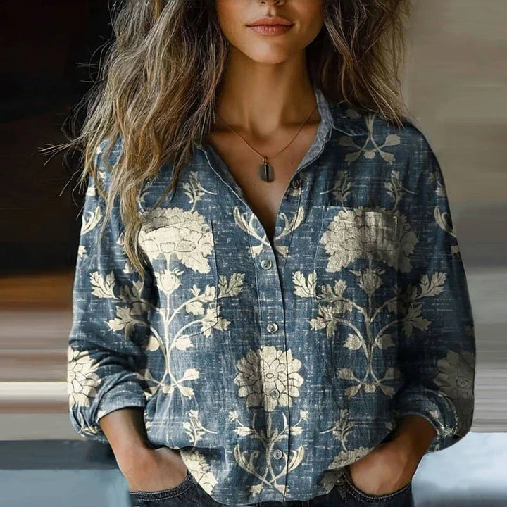 Dam Blus | Färgglad Blommig | Knappar | Sommar