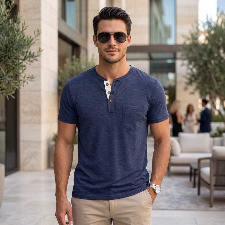 Herr T-shirt | Med Knappar | Med Knappar | Sommar