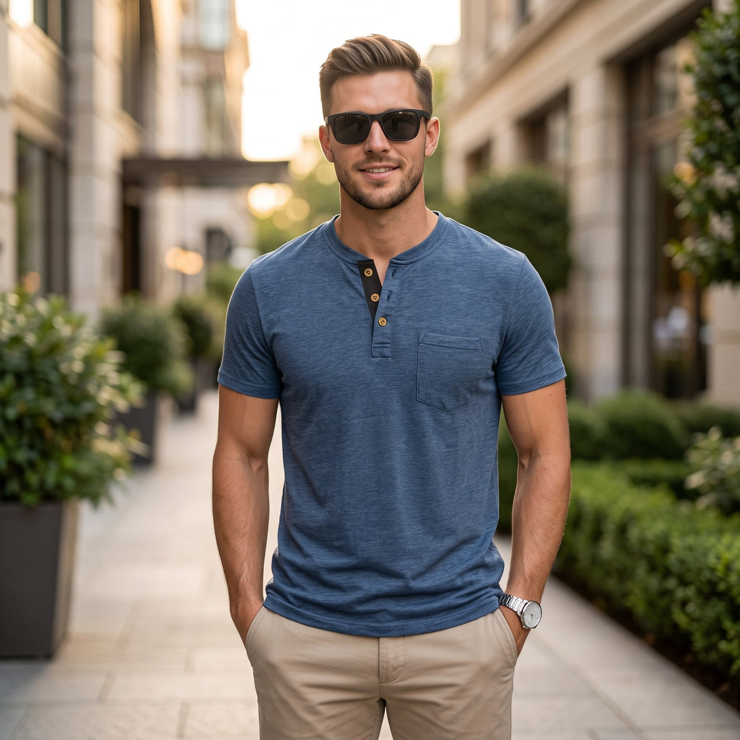 Herr T-shirt | Med Knappar | Med Knappar | Sommar