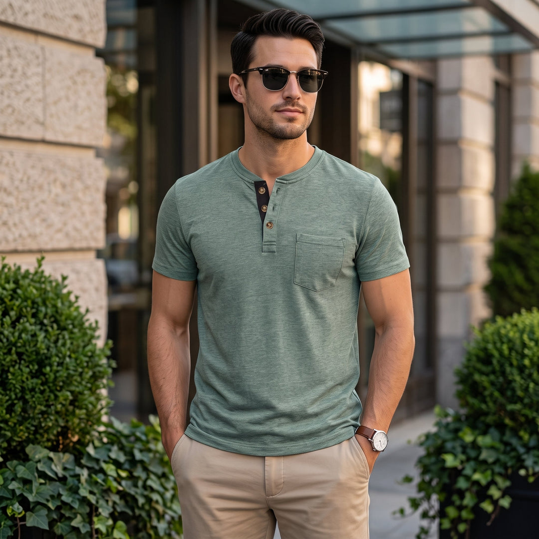 Herr T-shirt | Med Knappar | Med Knappar | Sommar