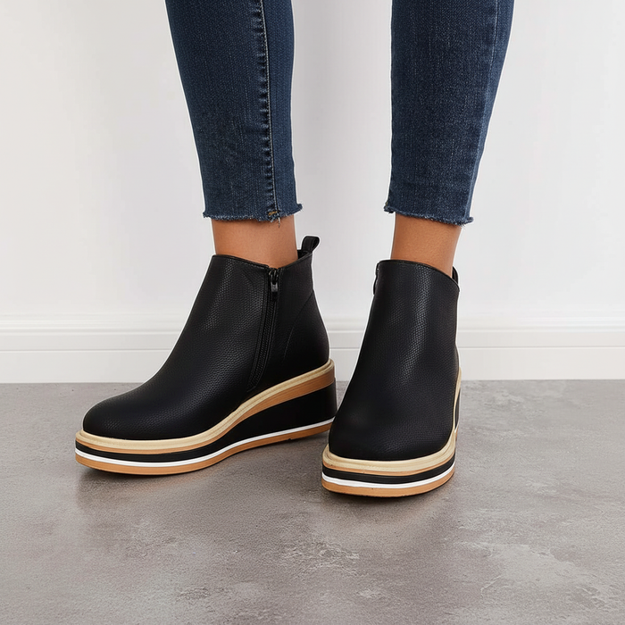 Dam Ankelboots med Platåsula och Dragkedja i Sidan