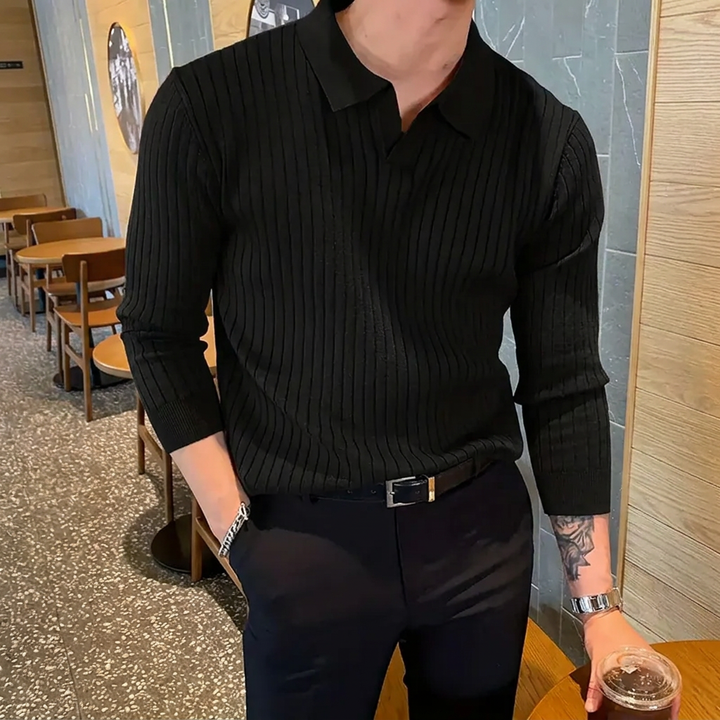 Herr Pikétröja | Slimfit | Lång Ärm | Sommar