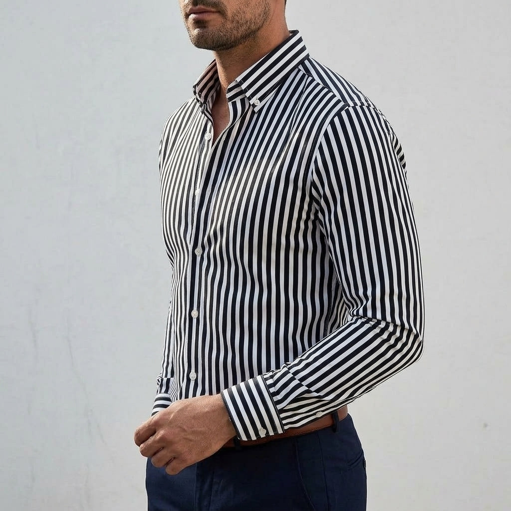 Herr Skjorta | Elegant | Med Knappar | Sommar