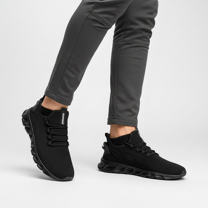 Herr Lättviktssneakers med Stickad Överkappa och Kuddad Sula
