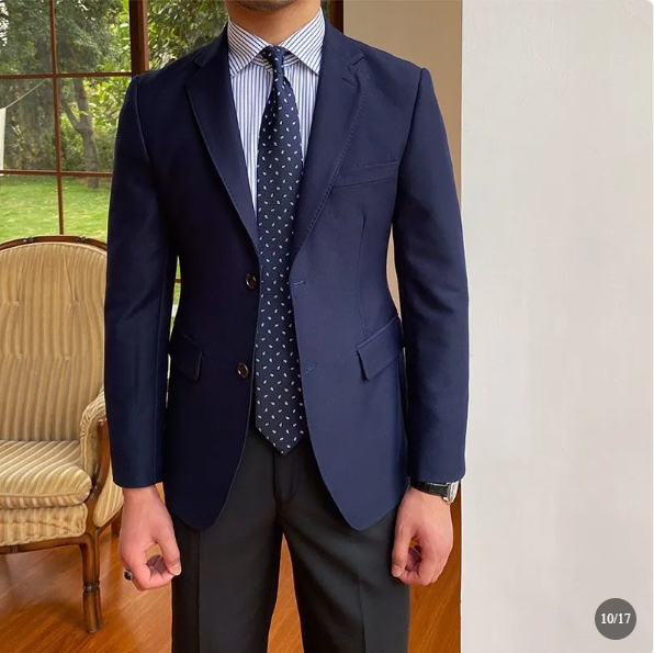 Elegant, skräddarsydd blazer med dubbelknäppning för herrar