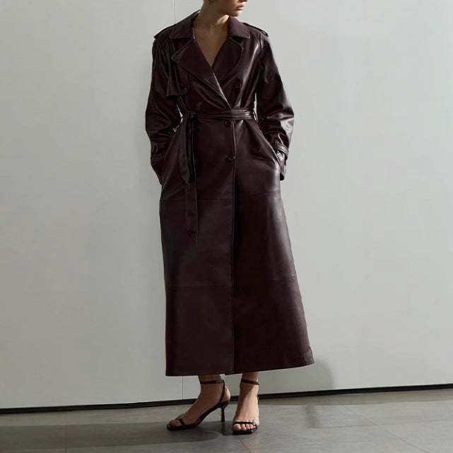 Dam Trenchcoat med Knytskärp och Långa Ärmar