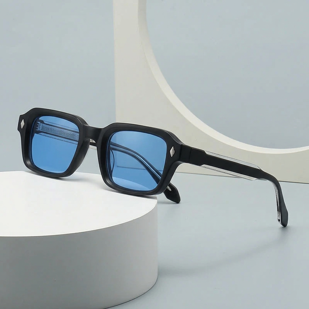 Unisex Solglasögon | Transparent Båge | Fyrkantig Design | Mörka Linser