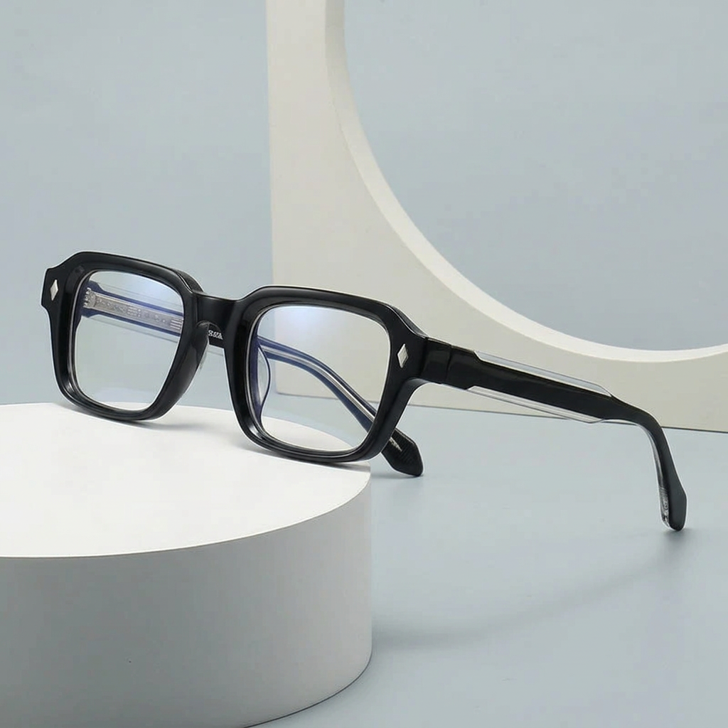 Unisex Solglasögon | Transparent Båge | Fyrkantig Design | Mörka Linser