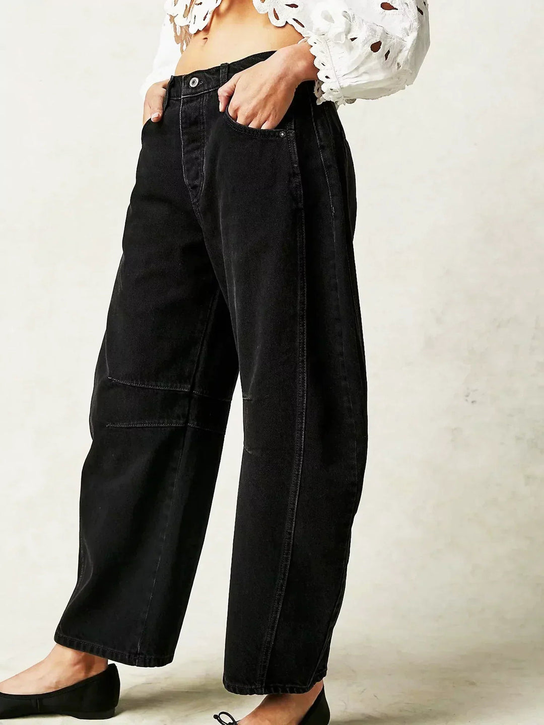 Dam Leopardmönstrad Vida Bendjeans – Högt Midja Barrel Passform