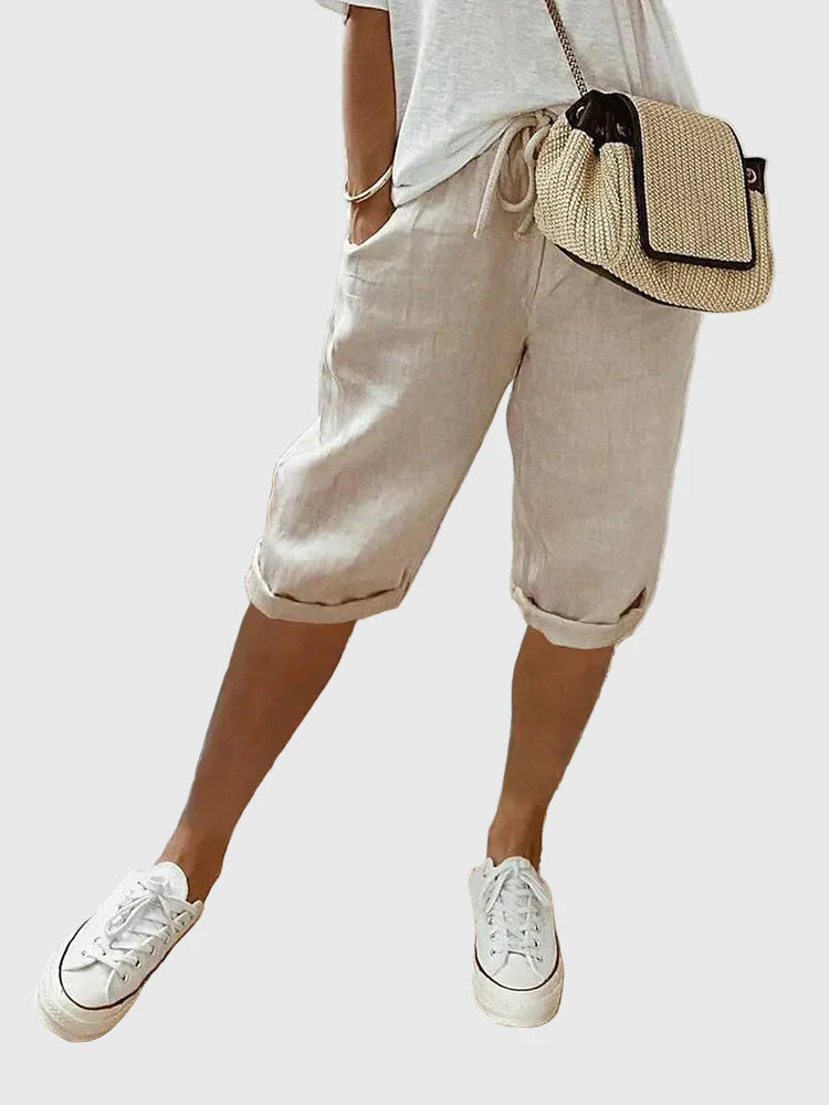 Dam Shorts i Bomull-Linne - Bekväm Vardagsstil