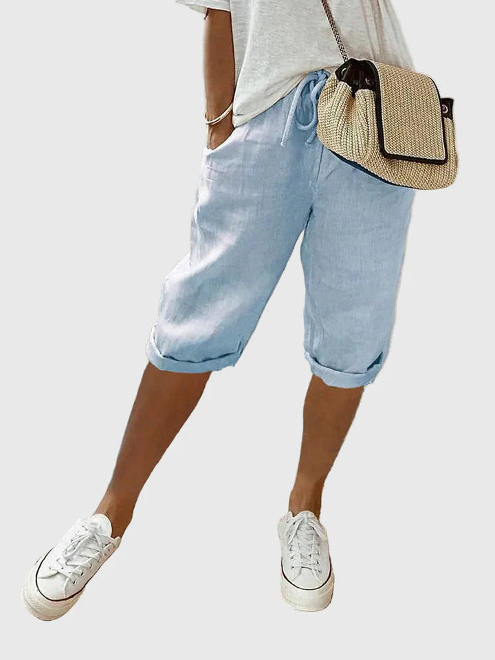 Dam Shorts i Bomull-Linne - Bekväm Vardagsstil