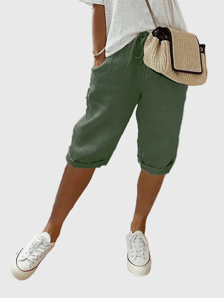 Dam Shorts i Bomull-Linne - Bekväm Vardagsstil