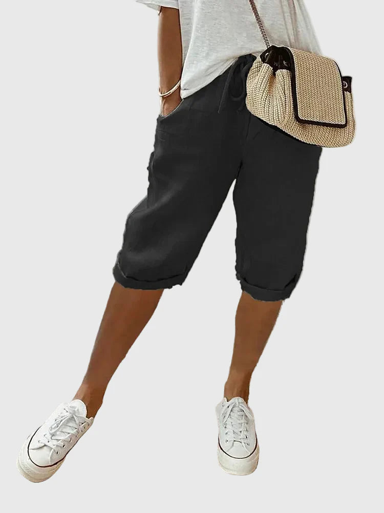 Dam Shorts i Bomull-Linne - Bekväm Vardagsstil