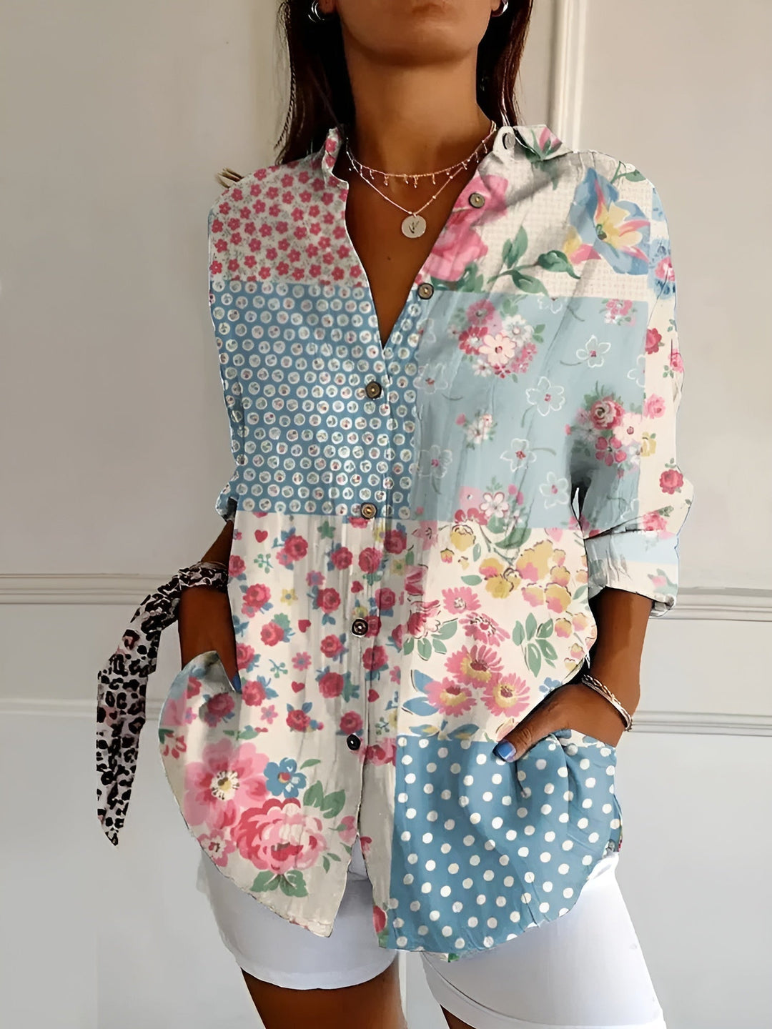 Dam Skjorta med Knappslutning - Klassisk Elegant Stil