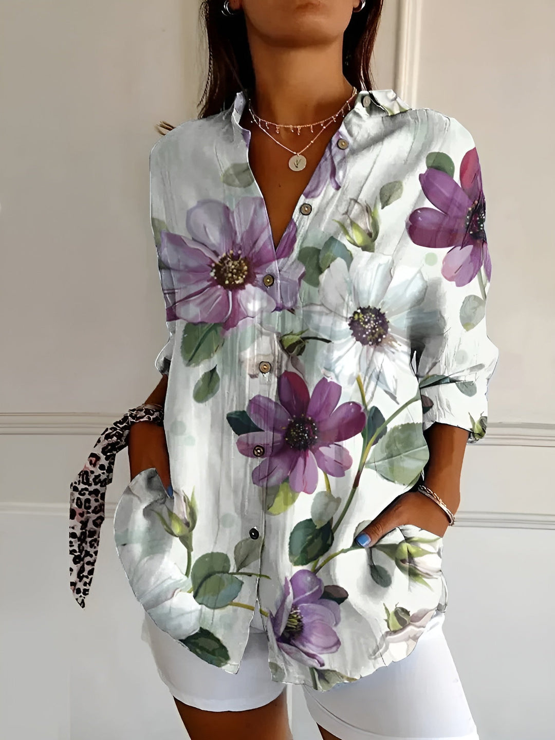 Dam Skjorta med Knappslutning - Klassisk Elegant Stil