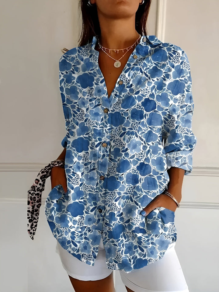 Dam Skjorta med Knappslutning - Klassisk Elegant Stil