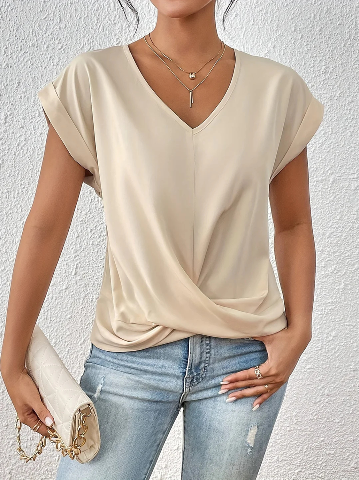 Dam V-ringning Vridning Fram Topp - Casual Stil