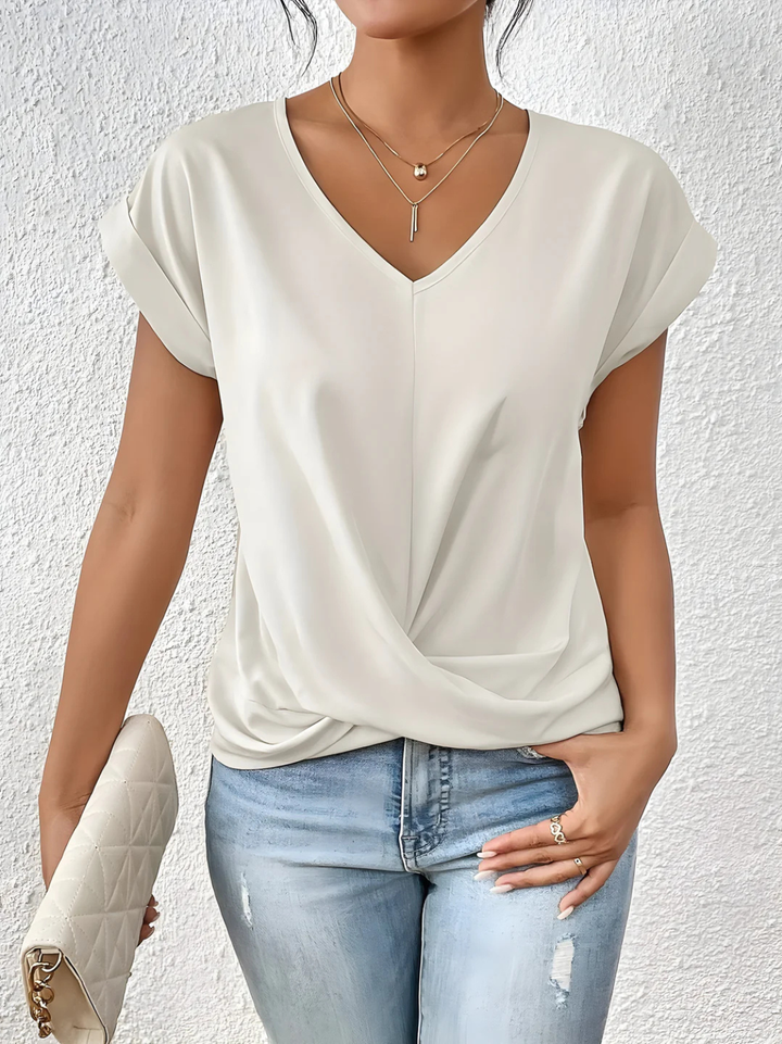 Dam V-ringning Vridning Fram Topp - Casual Stil
