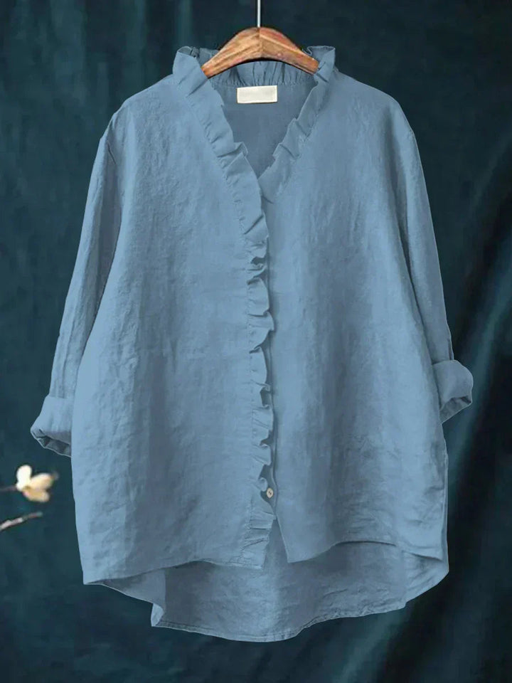 Dam Volang V-ringning Blus - Casual Elegans
