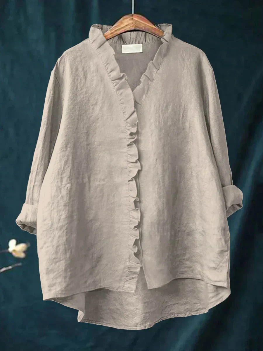 Dam Volang V-ringning Blus - Casual Elegans