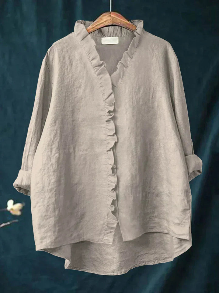 Dam Volang V-ringning Blus - Casual Elegans