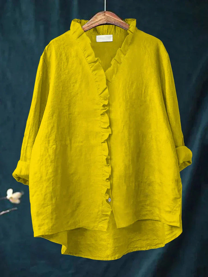 Dam Volang V-ringning Blus - Casual Elegans