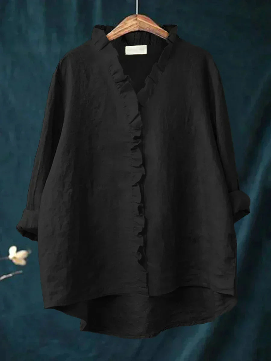 Dam Volang V-ringning Blus - Casual Elegans