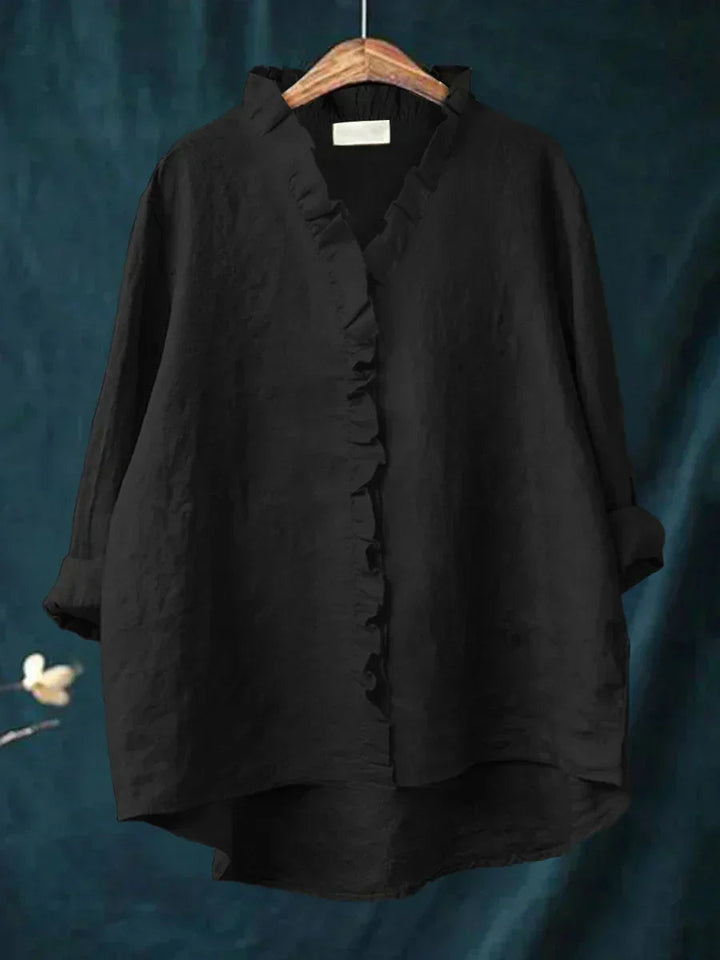 Dam Volang V-ringning Blus - Casual Elegans