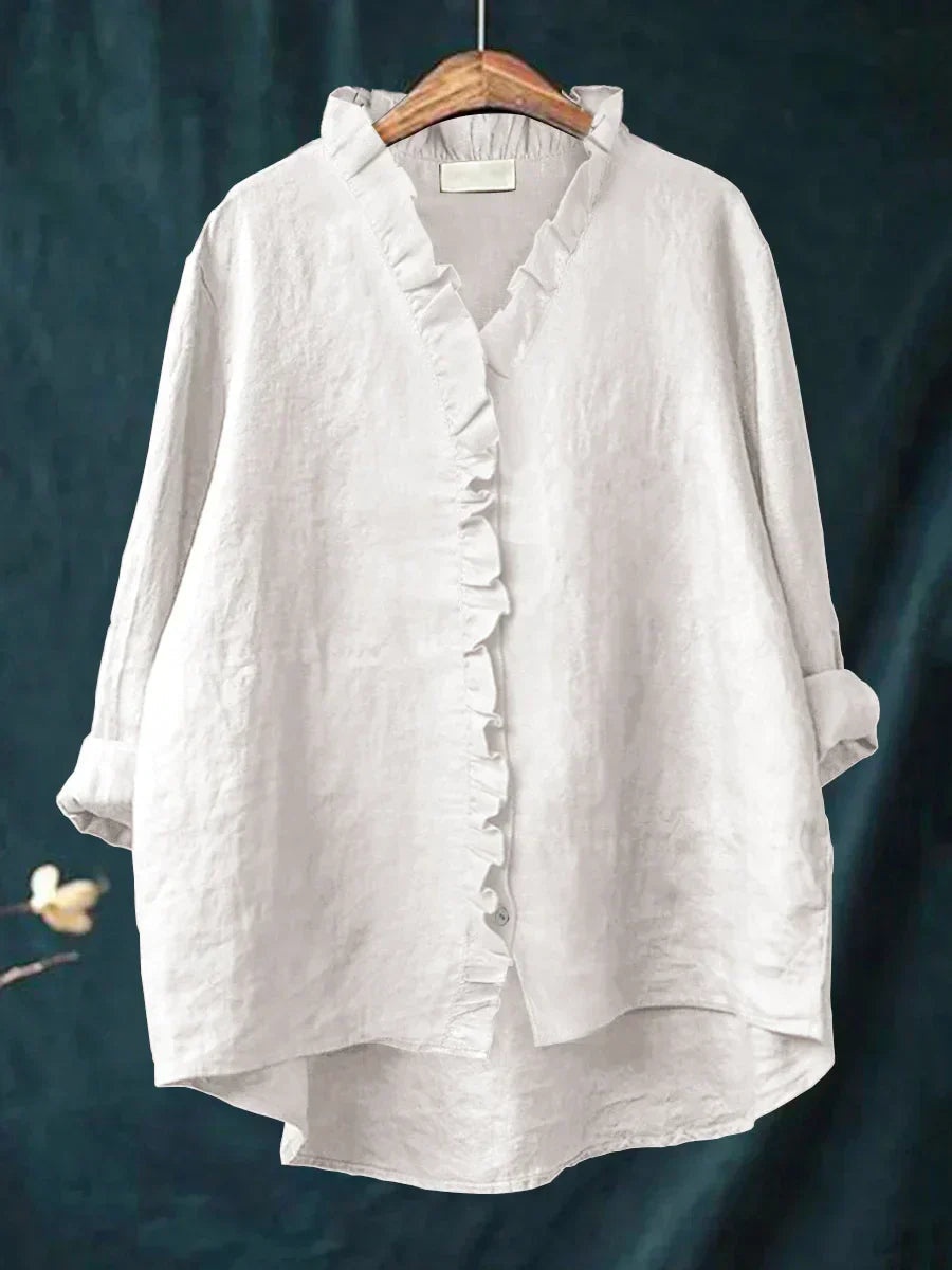 Dam Volang V-ringning Blus - Casual Elegans