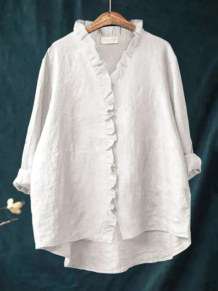 Dam Volang V-ringning Blus - Casual Elegans