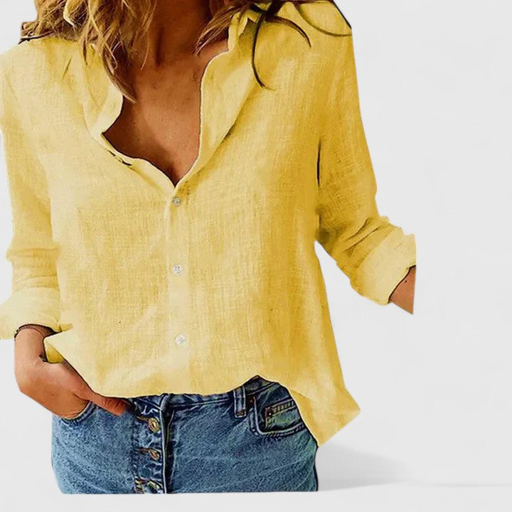Dams Blus | Blommig | V-ringad | Sommar
