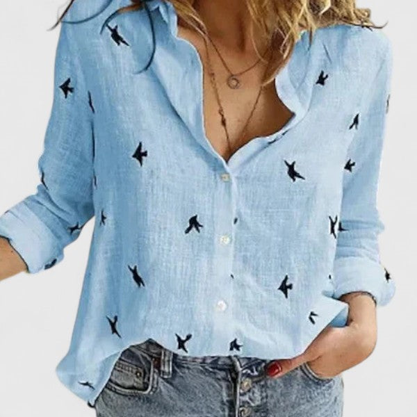 Dams Blus | Blommig | V-ringad | Sommar