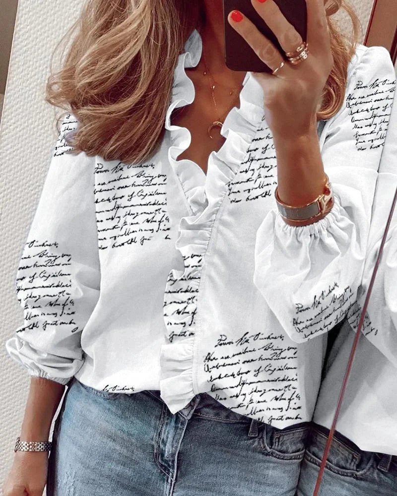 Dam Blus | Trendig Volang | Knappdetalj | Sommar
