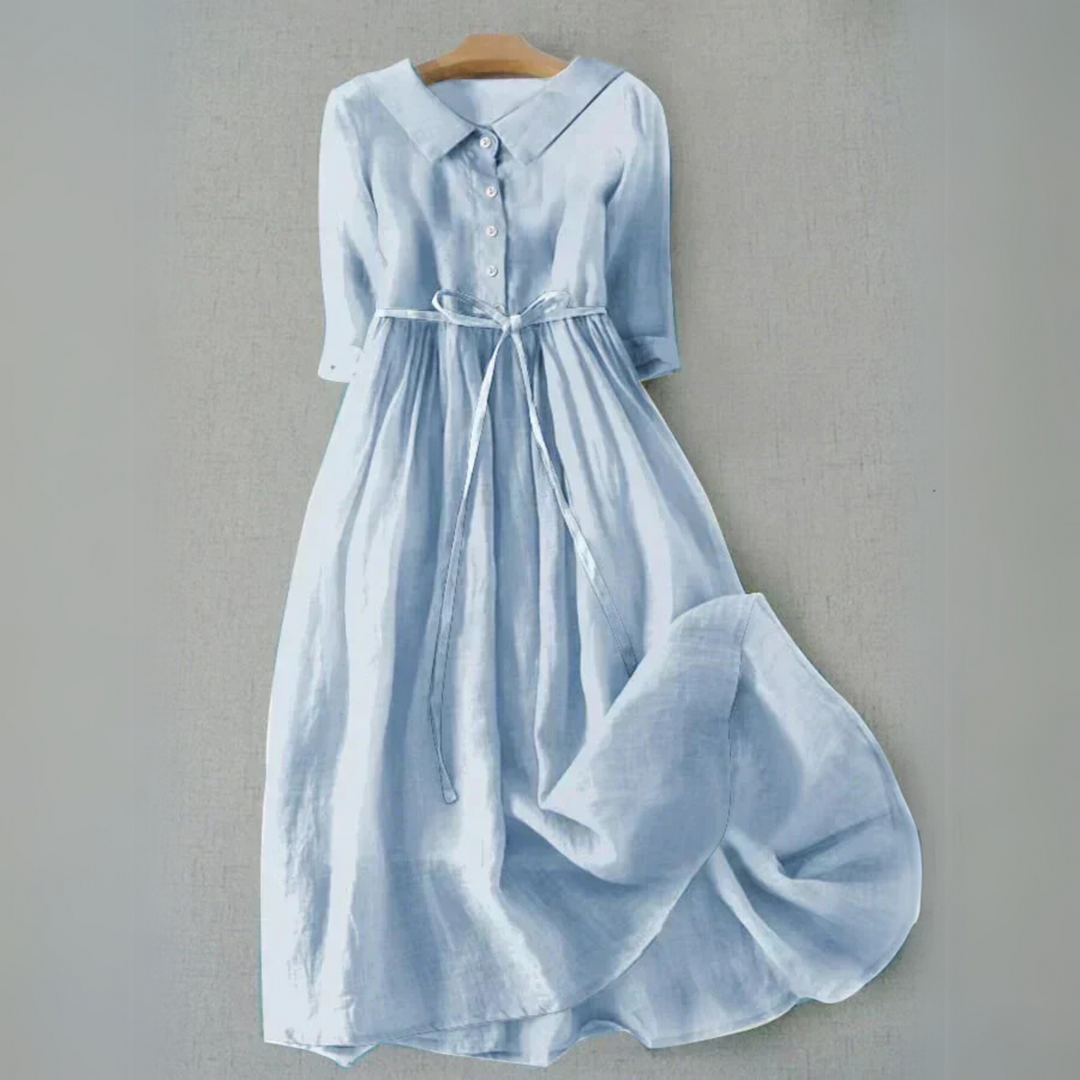 Dam Klänning | Midi Knäppning | Elegant | Sommar