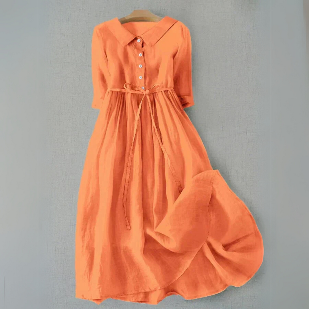 Dam Klänning | Midi Knäppning | Elegant | Sommar
