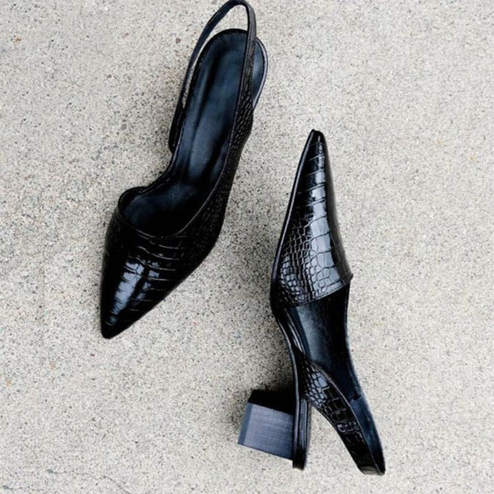 Dam Skor | Slingback Blockklack | Elegant | Sommar