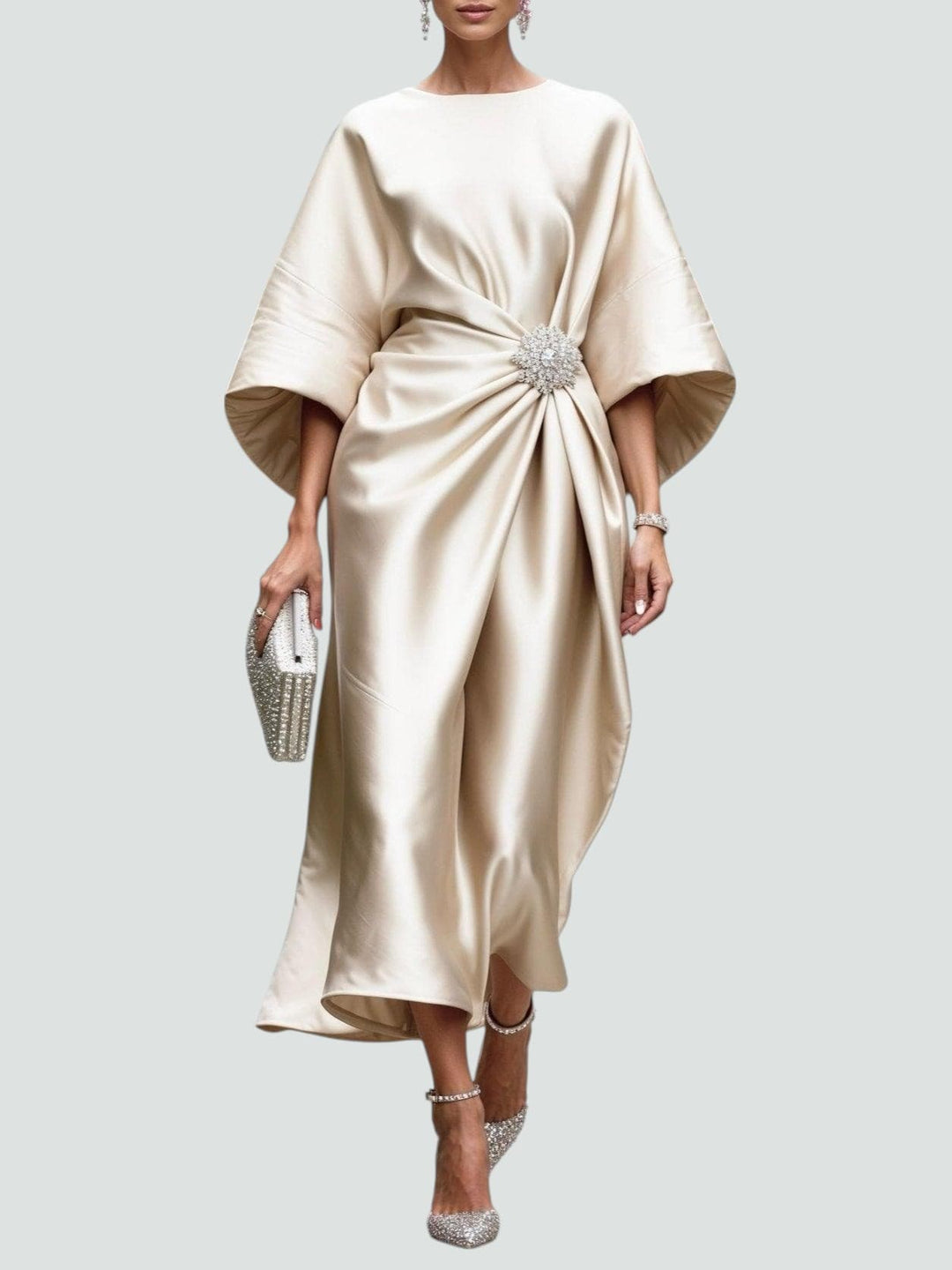 Dam Klänning | Lång Satin | Elegant | Sommar