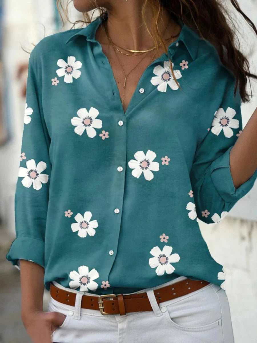 Dam Blus | Knappar | Blommönster | Sommar