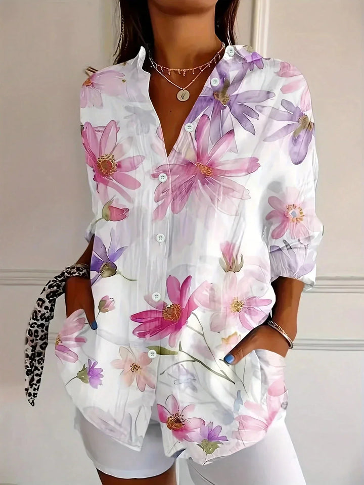 Dam Blus | Blommig | Långärmad | Sommar