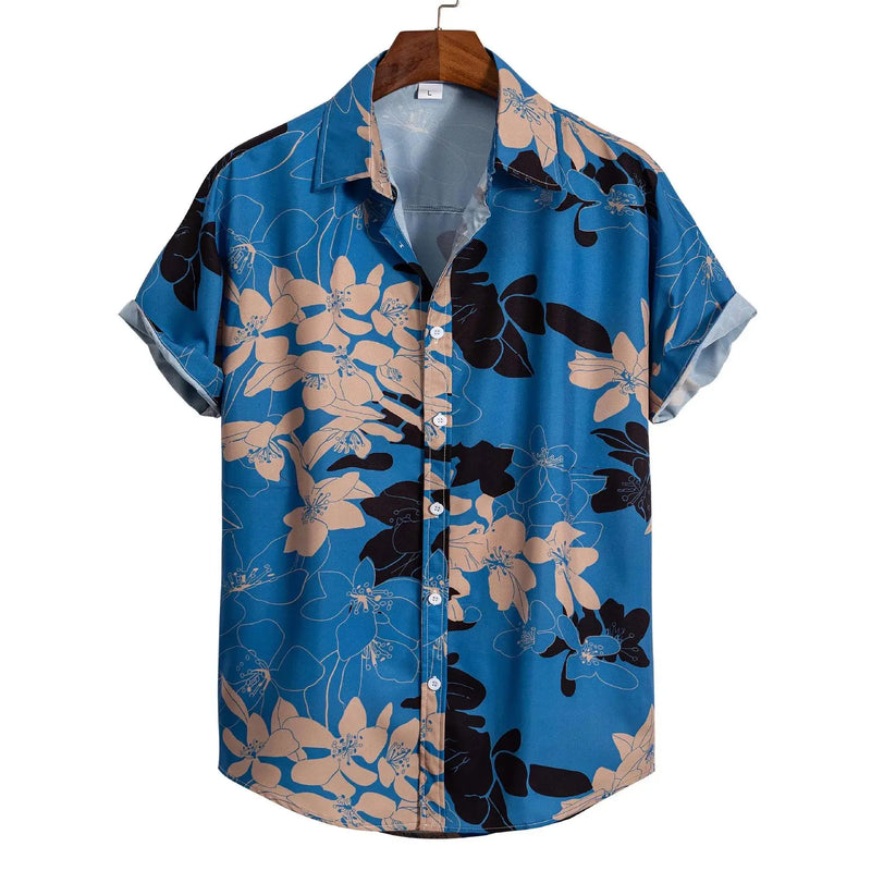 Herr Skjorta | Flamingo Tryck | Tropisk Stil | Sommar