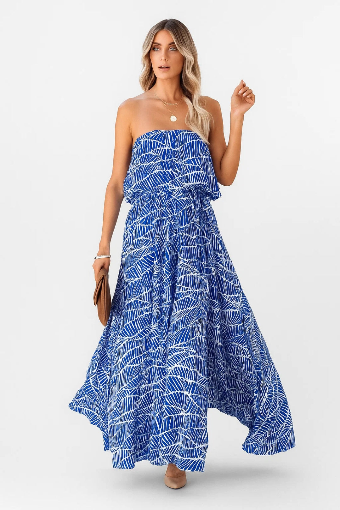 Dam Klänning | Elegant Flowy | Strapless | Sommar