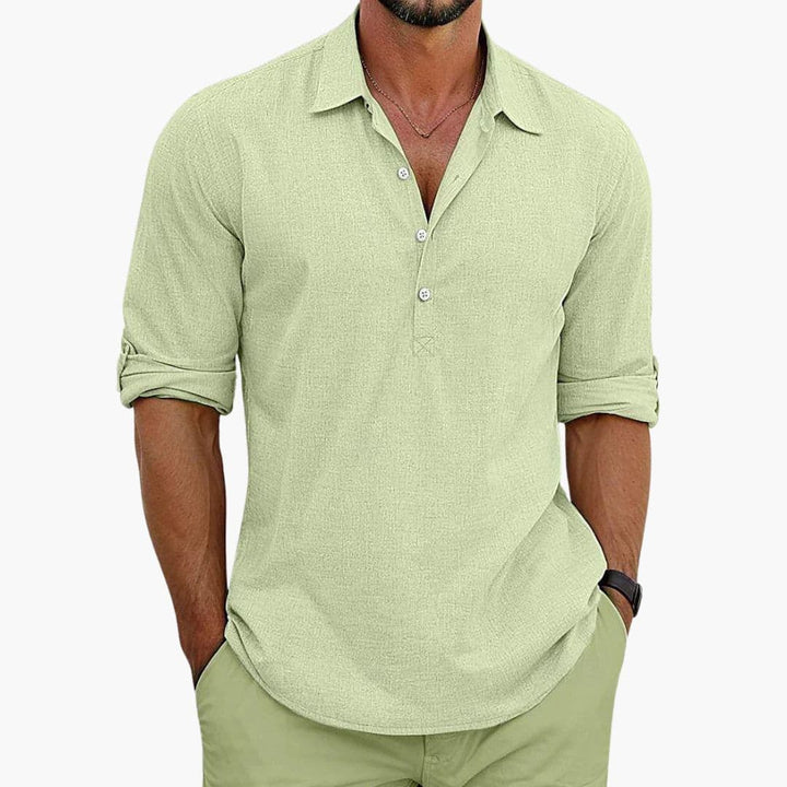 Herr Skjorta | Slim Fit | Med Knappar | Sommar