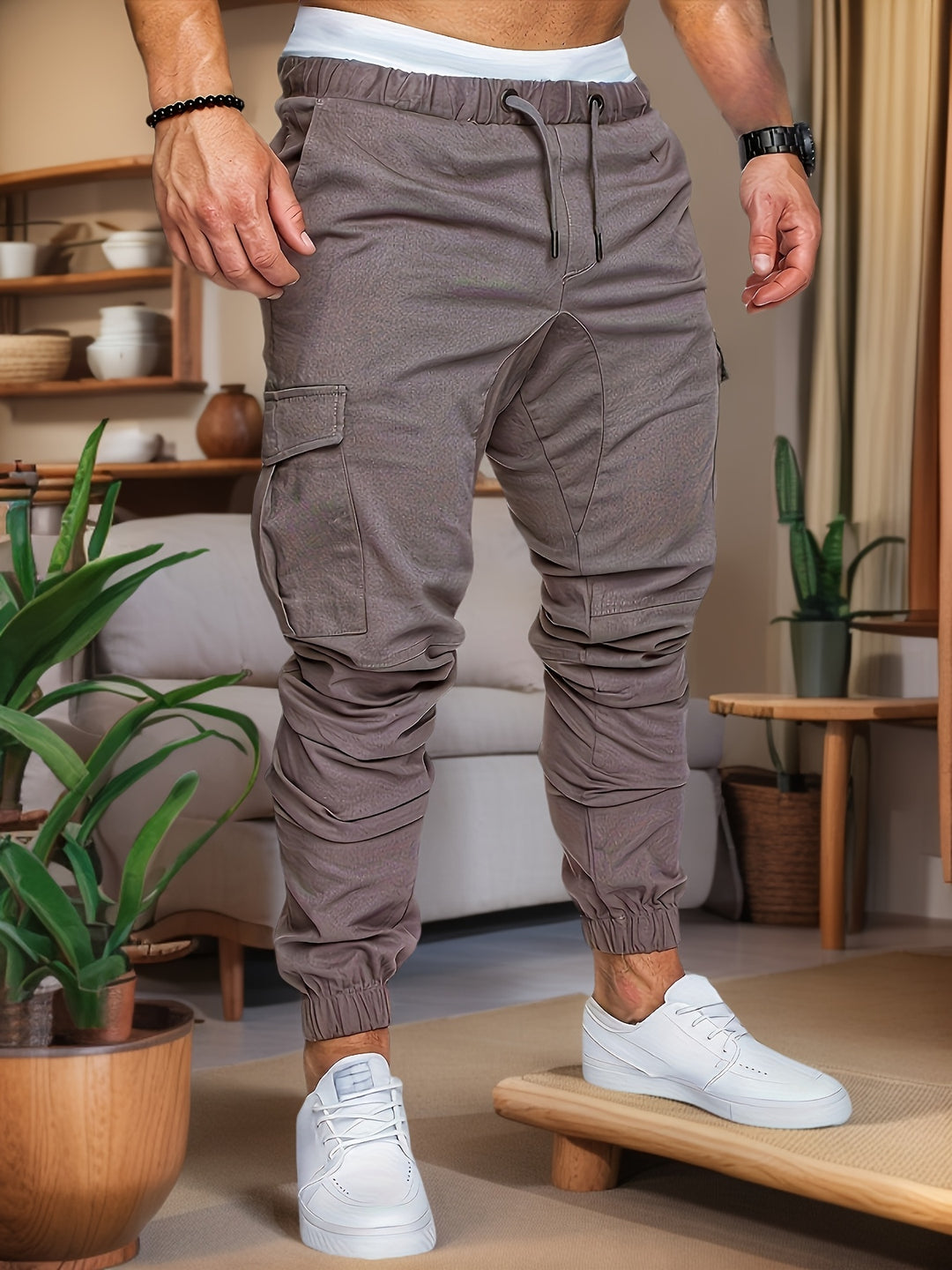 Herr Cargo Jogger | Straight | Elastisk Midja | Sommar