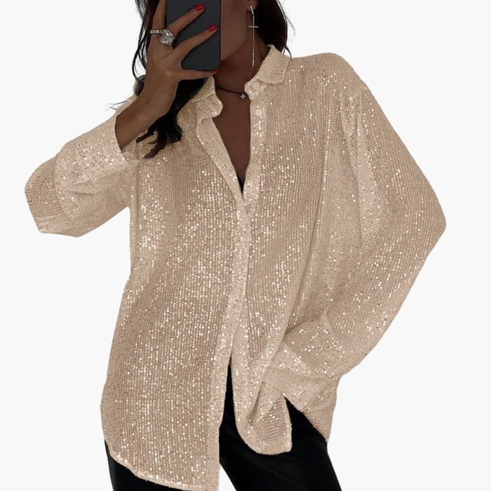 Dam Blus | Oversized | Med Knappar | Fest