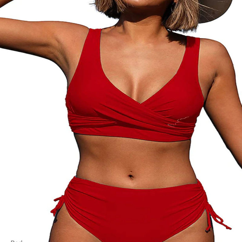 Bikini set för kvinnor | Hög midja & vadderad | Korsrygg & tvådelad | Klassisk design