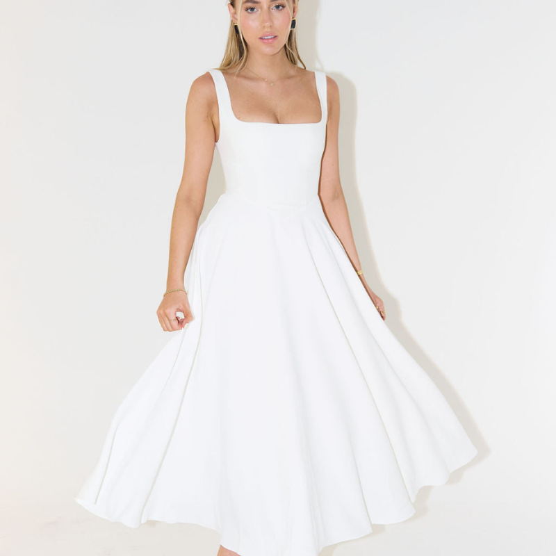 Klänning Maxi | Elegant A-linje Klänning | Breda Axelband | Tidlös Design