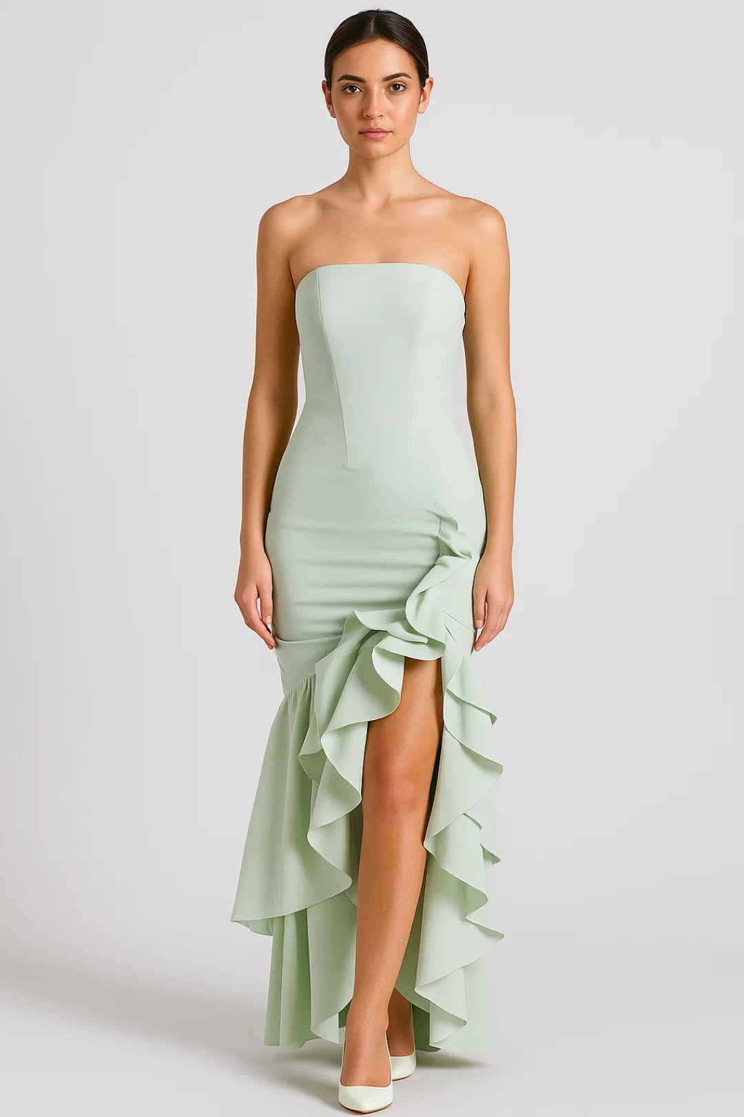 Dam Klänning | Slimfit | Strapless | Volanger | Sommar