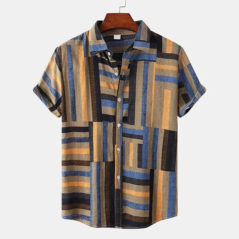 Herr Skjorta | Kortärmad | Abstrakt Print | Sommar