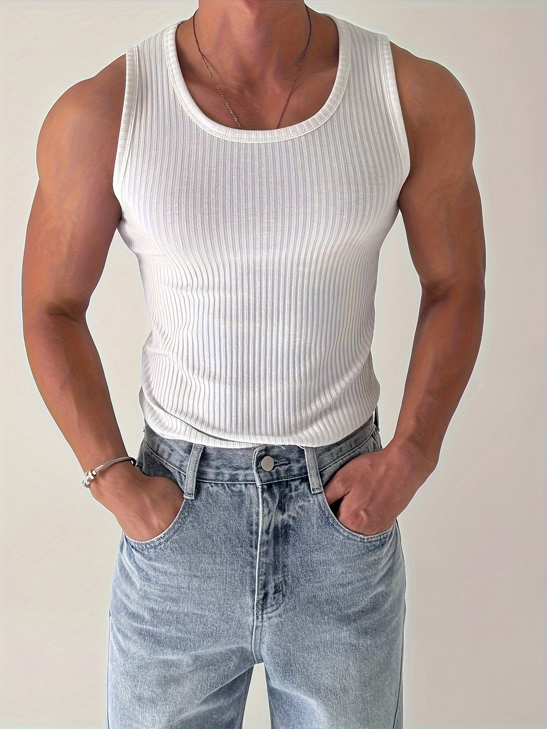 Herr Linne | Slimfit | Ribbad Struktur | Sommar
