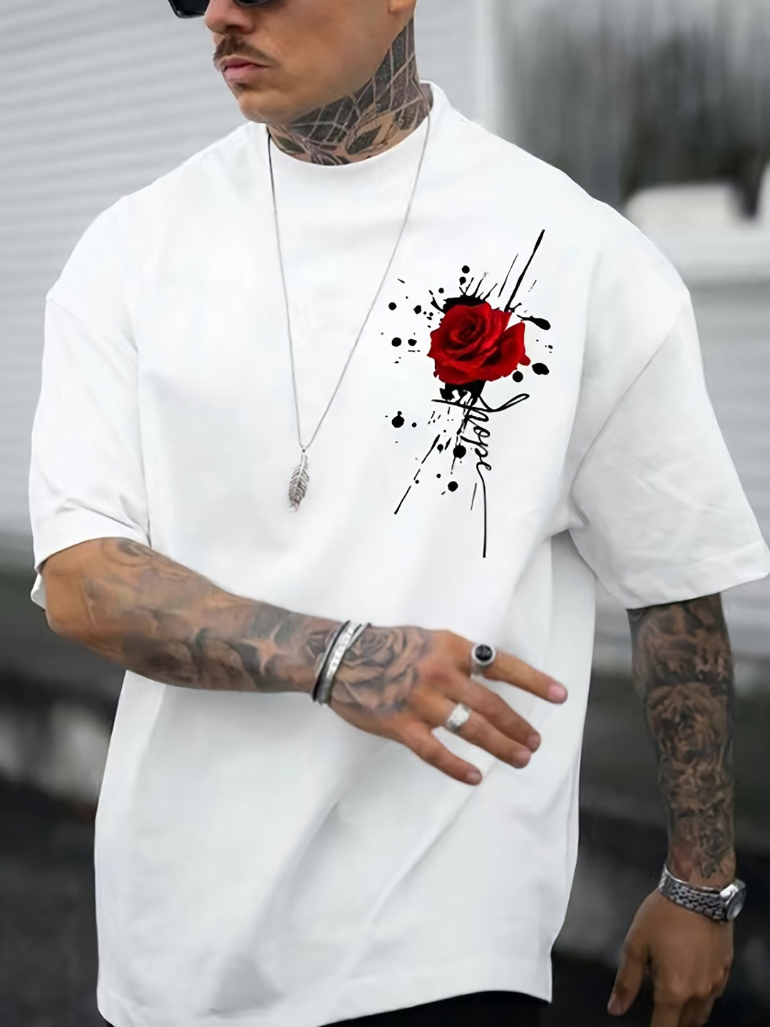 Herr T-shirt | Oversized Streetwear | Kort Ärm | Sommar